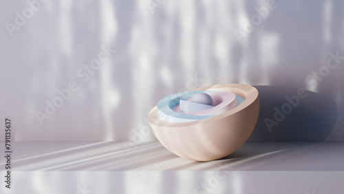 3D illustration of hemispheres with matte color material