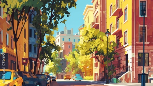 Anime Style Painting 70s City Environment Elements Wallpaper Background