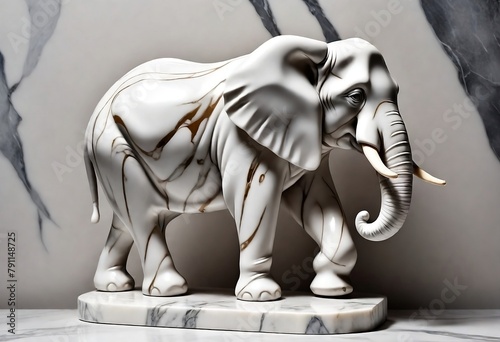 Elephant artistic marble effect illustration sculpture picture created with generative ai