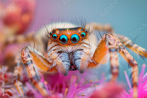 big dangerous poisonous tarantula spider on the background of colorful nature, generative AI