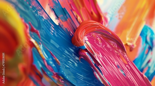 Abstract background of acrylic paint splashes in different colors close-up