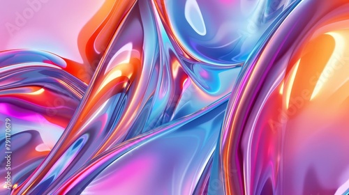 abstract iridescent 3d shapes composition featuring vibrant colors and smooth surfaces modern digital art illustration