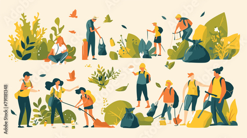 Collection of scenes with people or ecologists coll