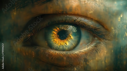 Close-Up of a Human Eye with Dramatic Lighting