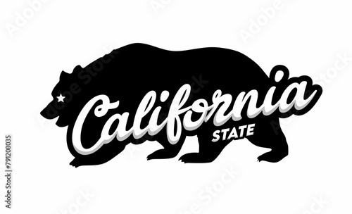 california state with black bear silhouette