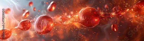 Nanobots in a bloodstream, shown in an artistic rendition, clearing plaque from arteries to prevent heart disease, detailed visualization