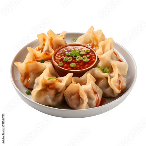 Delicious Pork and Shrimp Wontons Hun Tun Isolated On White Background