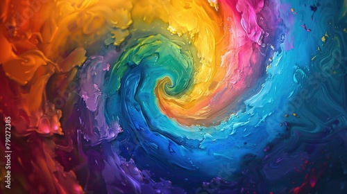 Vibrant vortex of colors twisting into a spiral at the center
