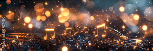 An abstract digital 3d clef with stars on blue background This poster art is about Digital music Orchestral entertainment Modern technology Music school symbol Key tune Clef sign Treble note 