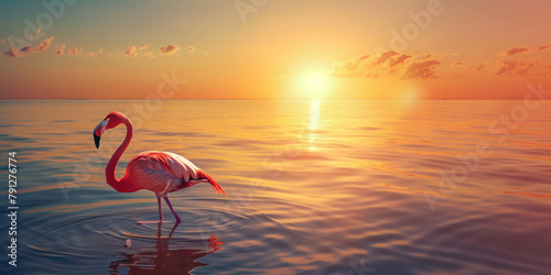 Bird - Greater Flamingos (Phoenicopterus ruber) outdoors