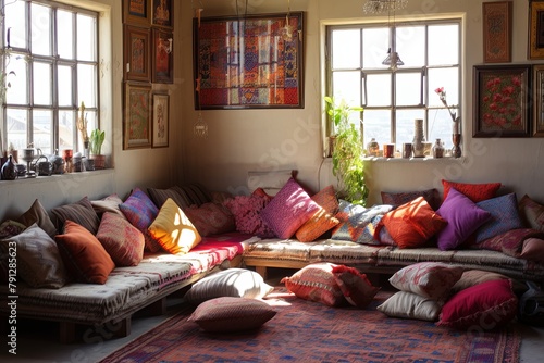 Silk Road Caravanserai Living Room Ideas: Hanging Tapestries & Floor Cushion Oasis
