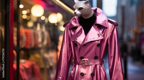 Visualize a suave panther in a tailored leather trench coat, accessorized with a platinum chain necklace and leather gloves. Against a backdrop of urban nightlife, it exudes mysterious allure and soph