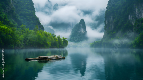 Guilin's Dream: Mist-Kissed Peaks Embrace the Li River's Tranquility