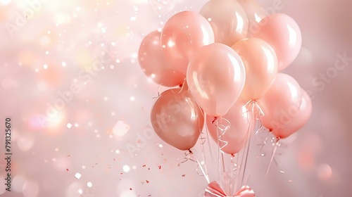 Bouquet of Balloons with Dreamy Atmosphere and Ribbon