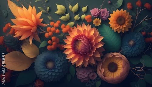 Close-Up Captures Bright Textural Exotic Flowers - Generative and Free