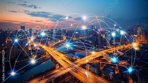 Smart cities connect devices and people through 5G and the Internet of Things (IoT), enabling improved communication and infrastructure.