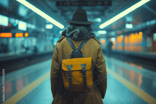 Personne dans la station de métro : Voyageur Urbain en Attente