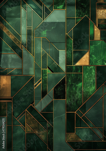 luxury artdeco pattern in emerald gold, wallpaper for business presentation, wedding cards, background