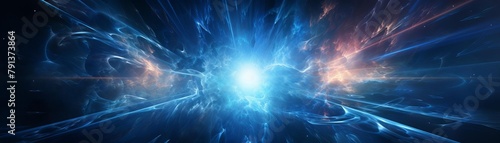 An interstellar gas cloud with a bright center and light blue and orange tendrils.