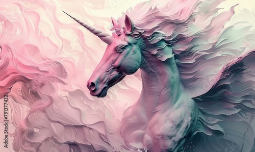 Pegasus animal abstract stallion wallpaper. Contrast background mythical horse with wings in Pastel colors, Generative AI