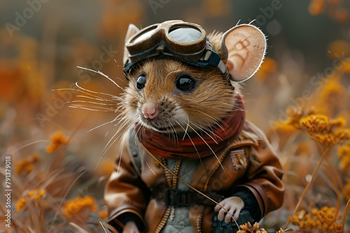 AI generated illustration of a mouse in a pilot attire
