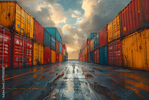 container cargo freight ship, Portrait Shipyard Cargo Container Canal Port Fre