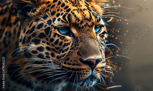 Leopard animal abstract wallpaper. Contrast background panthera in vivid colors, Generative AI