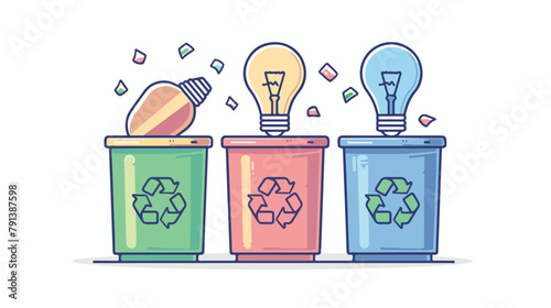 Rubbish Container For Light Bulbs Waste Icon Recycle