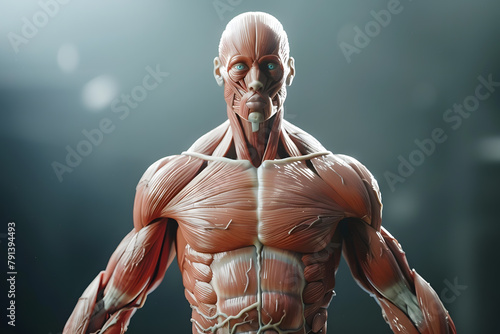 Conceptual anatomy skinless human body, muscle system set