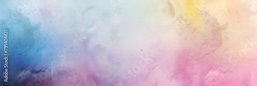 Soft, diffuse watercolor blending creates a dreamy abstract background with a gradient of colors