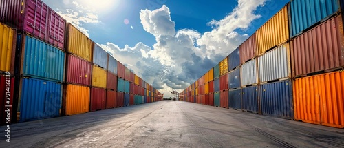 A container yard storing goods for shipment
