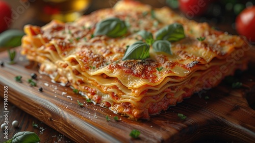Lasagna, luxury cuisine, professional food photography style