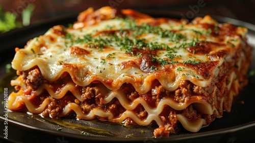 Lasagna, luxury cuisine, professional food photography style