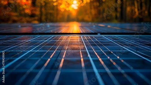 Closeup view of solar panels at a power plant generating clean energy. Concept Clean Energy, Solar Panels, Sustainable Power, Renewable Technology, Power Plant,
