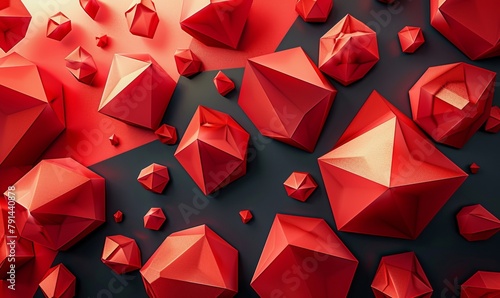 3D polygons in red, Generative AI