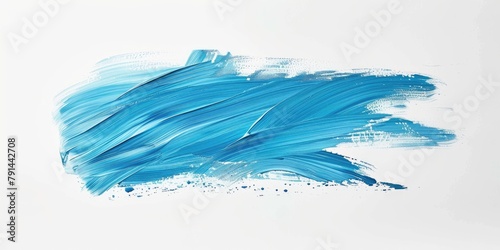 Hand painted stroke of blue indigo paint brush isolated on white background