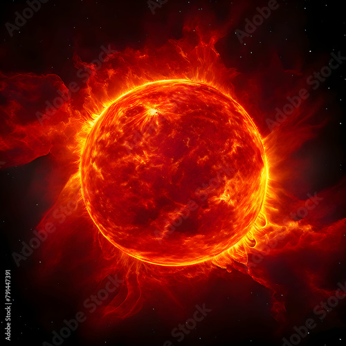 활활타오르는 붉은빛 태양 이미지