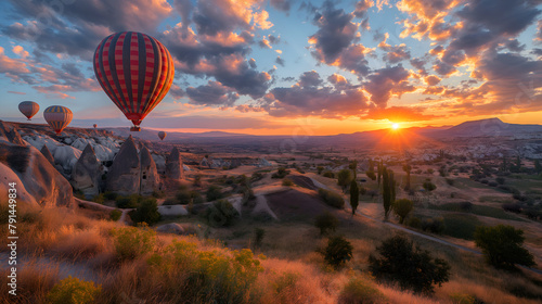 Turkish Treasure: Hot Air Balloons Soar Over Cappadocia's Majestic Landscape