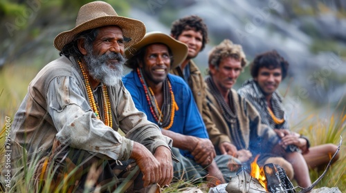 Australian guide teaching visitors how to cook bush tucker over an open fire.