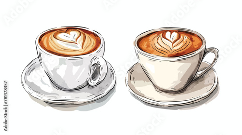 Hot cappuccino Hand drawn style vector design illustr