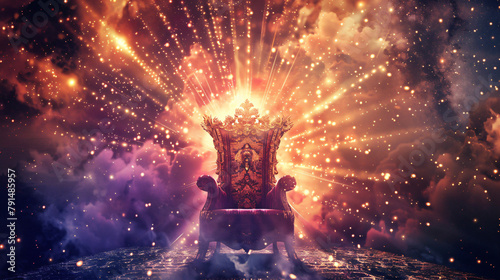 Fantasy theme glory throne with light burst 