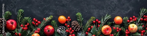 A chic holiday border with a solid charcoal gray background, offering a modern and stylish look.