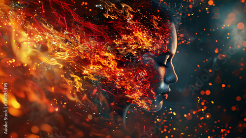 Fire element woman goddess fantasy human representation
