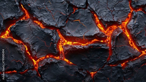Intense volcanic lava flows creating a dramatic and fiery texture