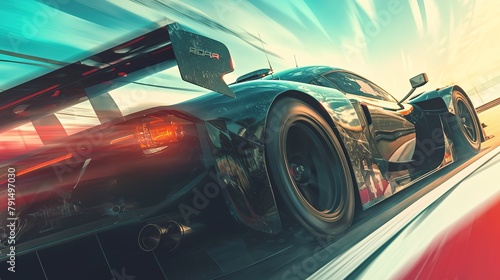 High speed, sport car racing on blure background. 3d illustration ,Generative ai,