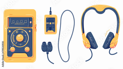 MP3 player earphones. Portable mobile mini device 