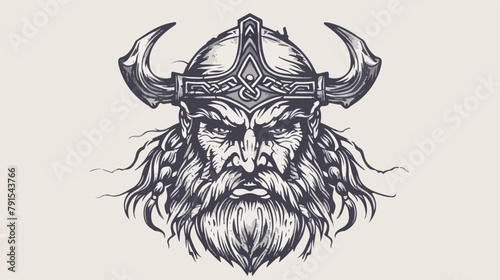 Portrait of angry Scandinavian warrior or berserker 