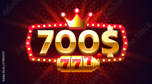 Casino coupon special voucher 700 dollar, Check banner special offer. Vector illustration