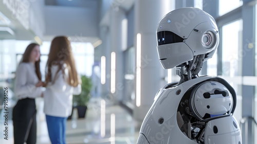 Roboter bewacht Büroräume in einer Firma