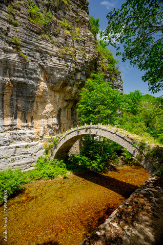 Zagorohoria stone bridge, Greece. Lazaridi arch bridge 